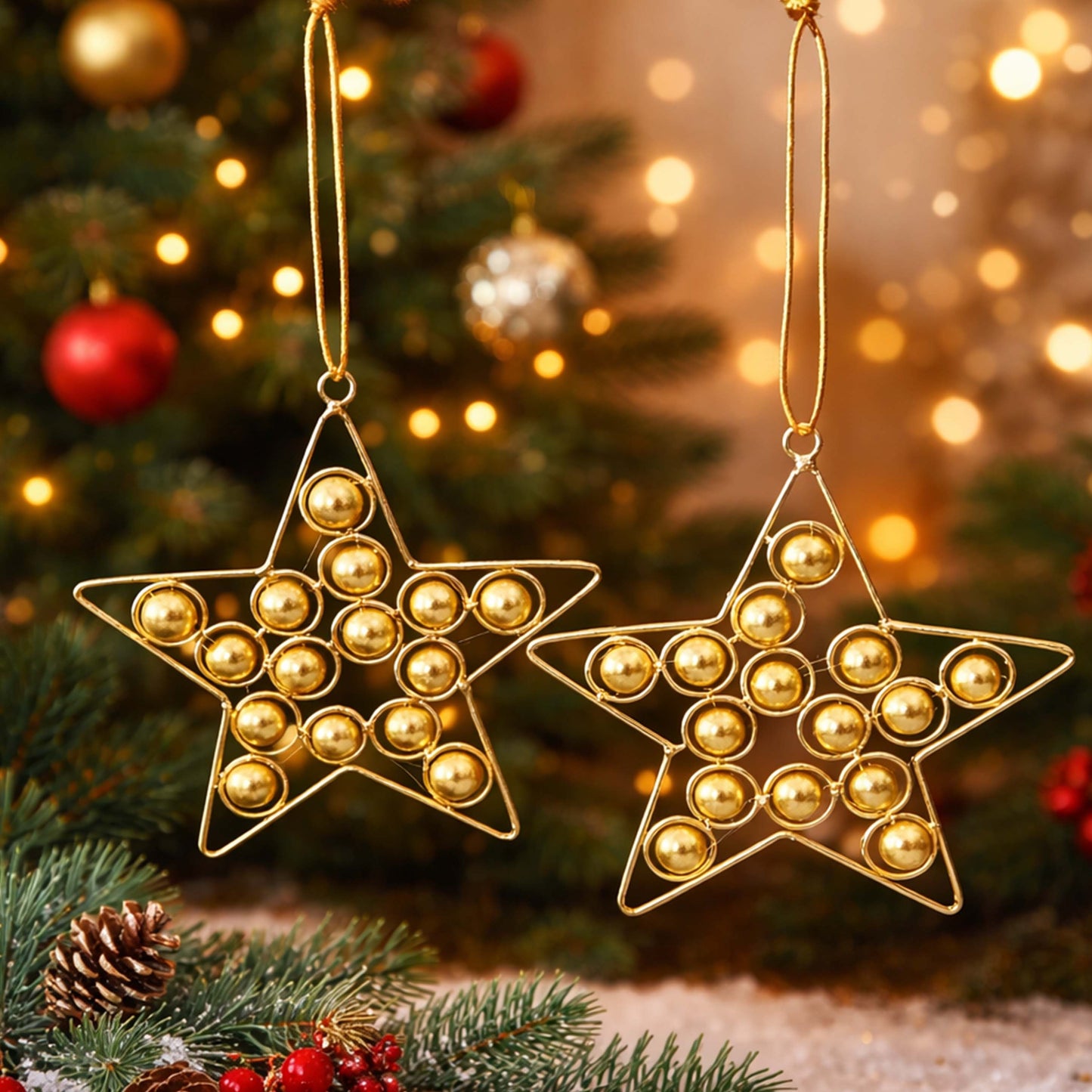 Gold Finish Wire Star Hanger - Pack of 2 KaariTales