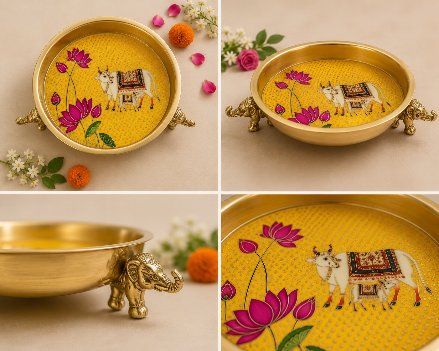 Kamadhenu Pichwai Decorative Metal Urli