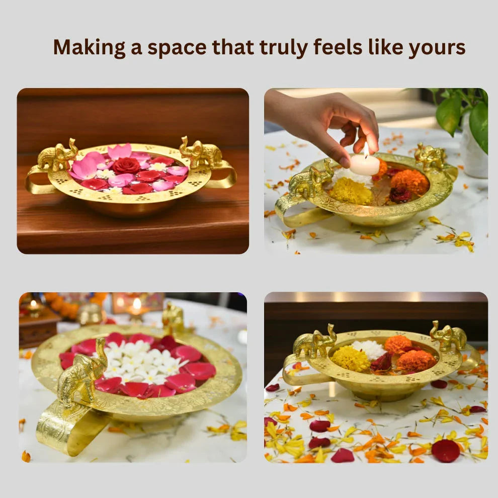 Elephant Handled Décor Urli - KaariTales