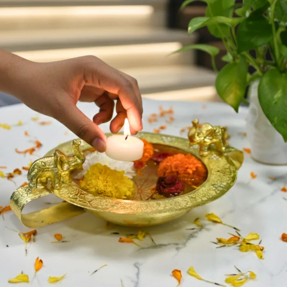 Elephant Handled Décor Urli - KaariTales