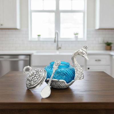 Antique Silver Glass Mayur Jar