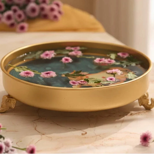 Kamadhenu Pichwai Art Elephant-Footed Urli - KaariTales