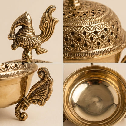 Brass stand for Heritage Loban by KaariTales, showcasing a decorative stand designed for traditional loban incense.