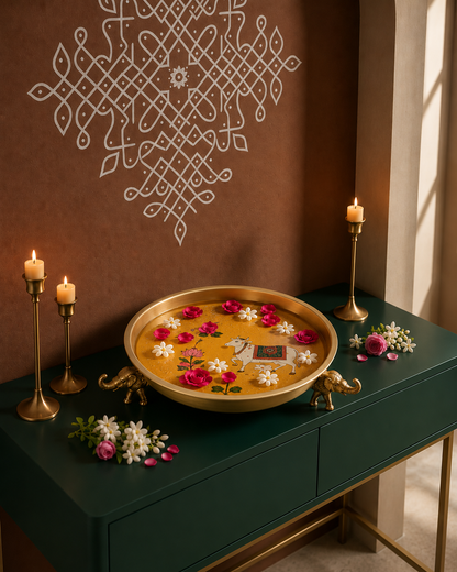Kamadhenu Pichwai Decorative Metal Urli