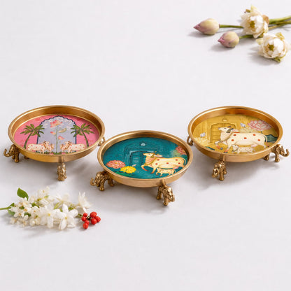 Pichwai Kamdhenu Heritage Urli Set of 3