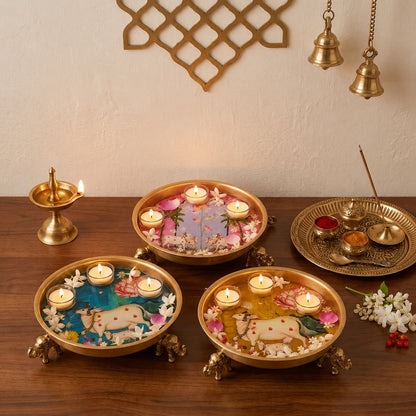 Pichwai Kamdhenu Heritage Urli Set of 3