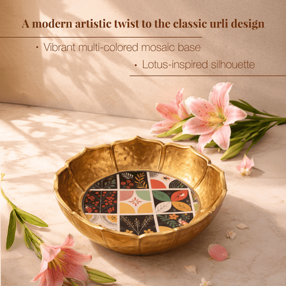 Golden Blossom Mosaic Urli - KaariTales