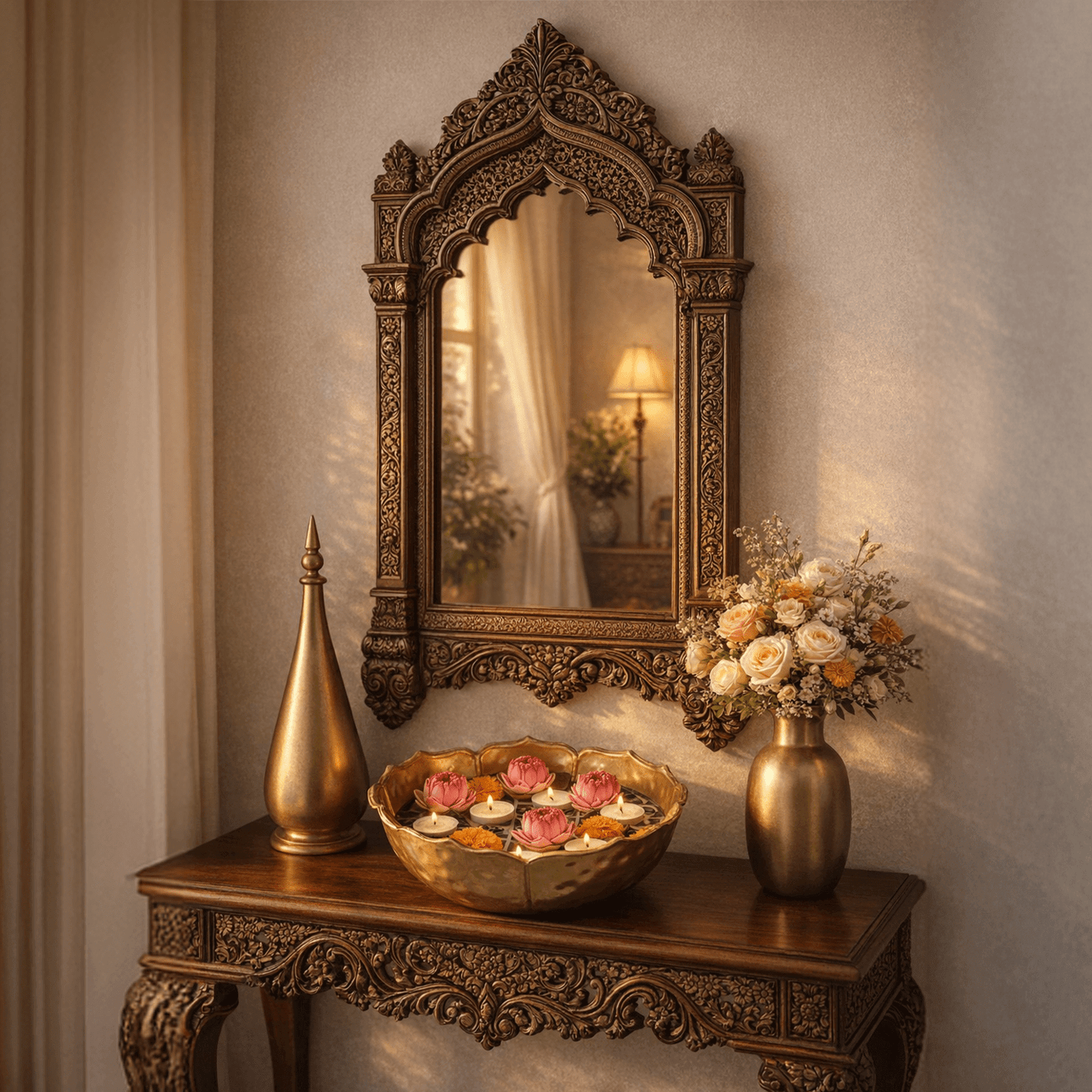 Golden Blossom Mosaic Urli - KaariTales