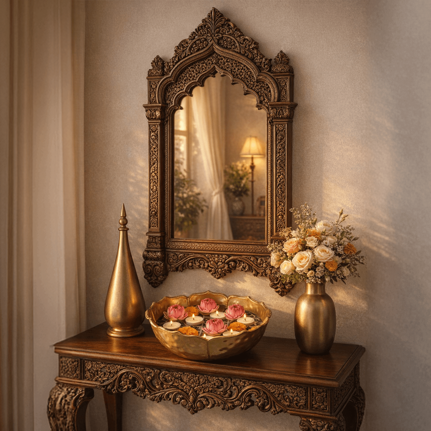 Golden Blossom Mosaic Urli - KaariTales