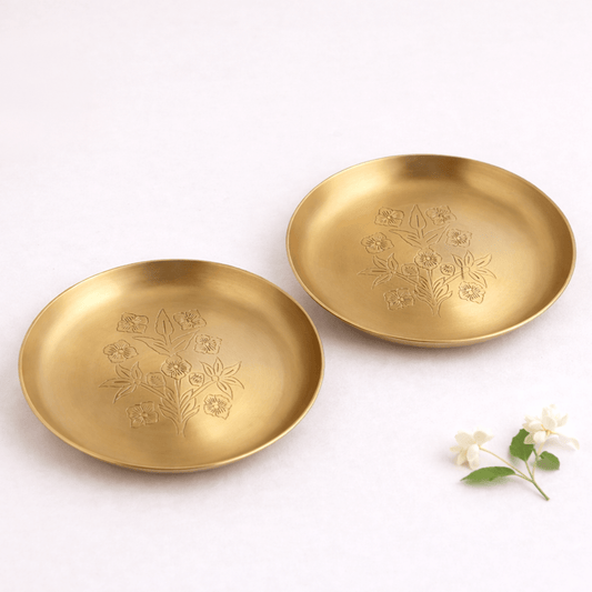 Hand - Engraved Brass Bloom Plate (Pack of 2) - KaariTales