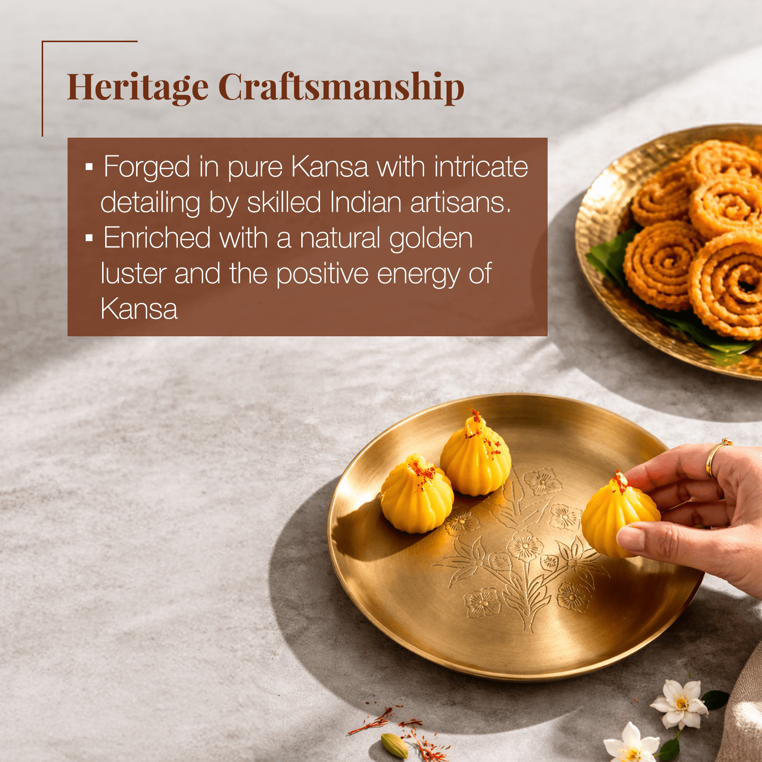 Hand - Engraved Brass Bloom Plate - KaariTales