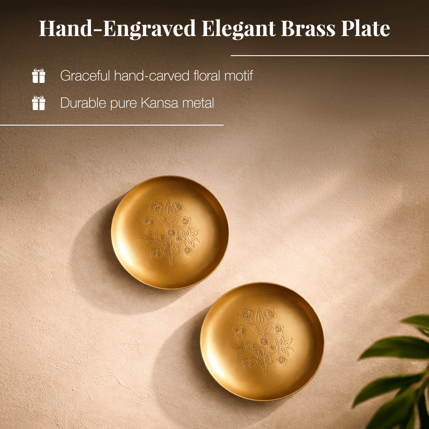 Hand - Engraved Brass Bloom Plate (Pack of 2) - KaariTales