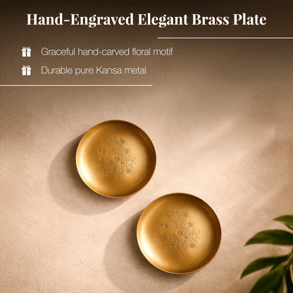 Hand - Engraved Brass Bloom Plate (Pack of 2) - KaariTales