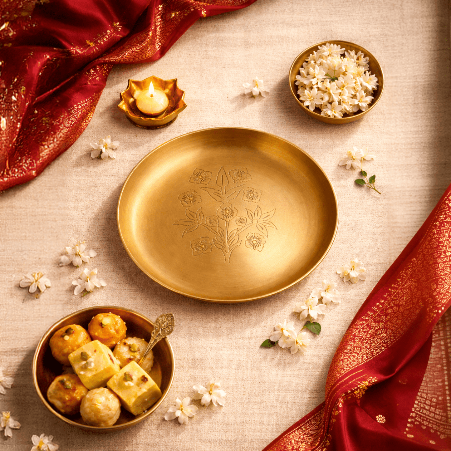Hand - Engraved Brass Bloom Plate - KaariTales