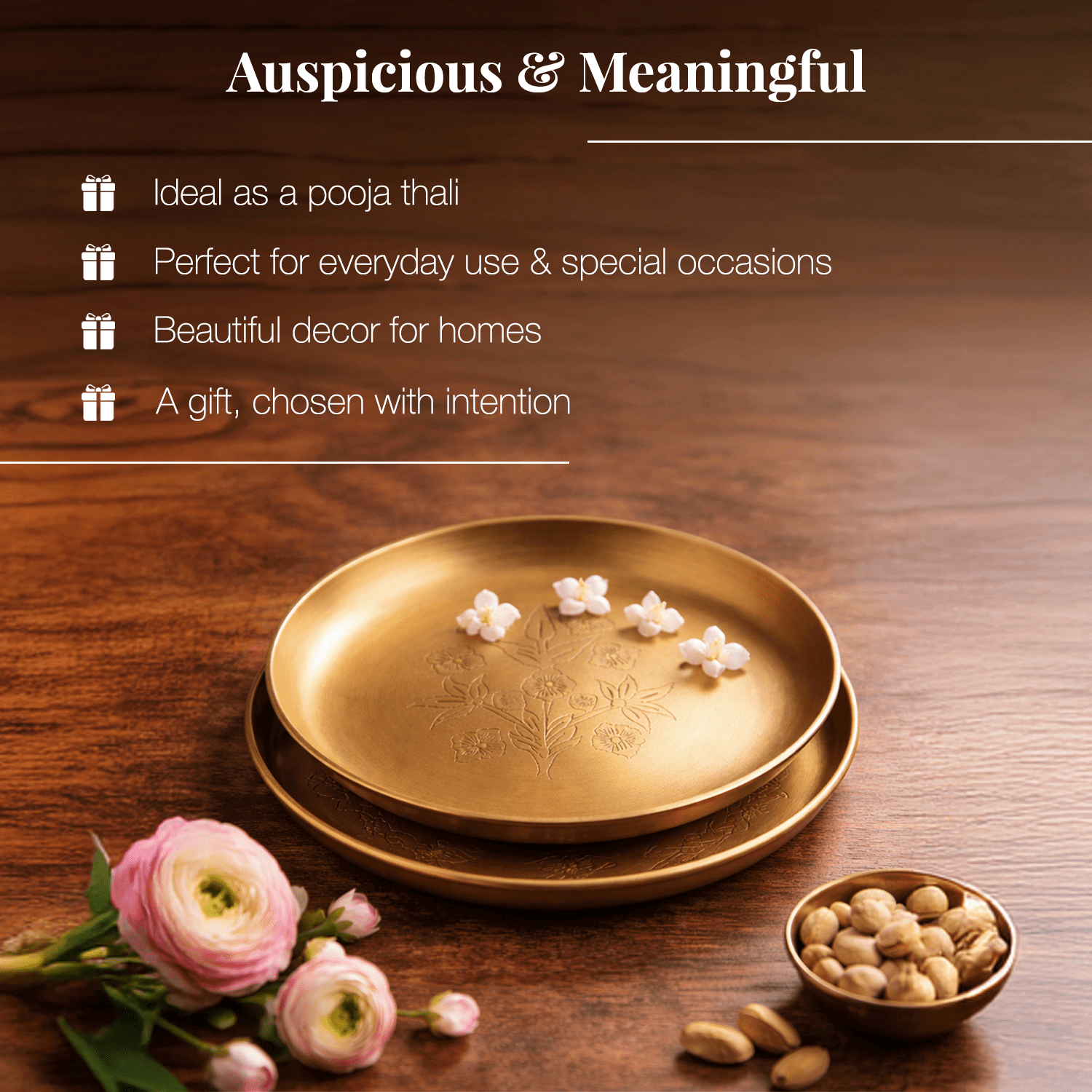 Hand - Engraved Brass Bloom Plate - KaariTales