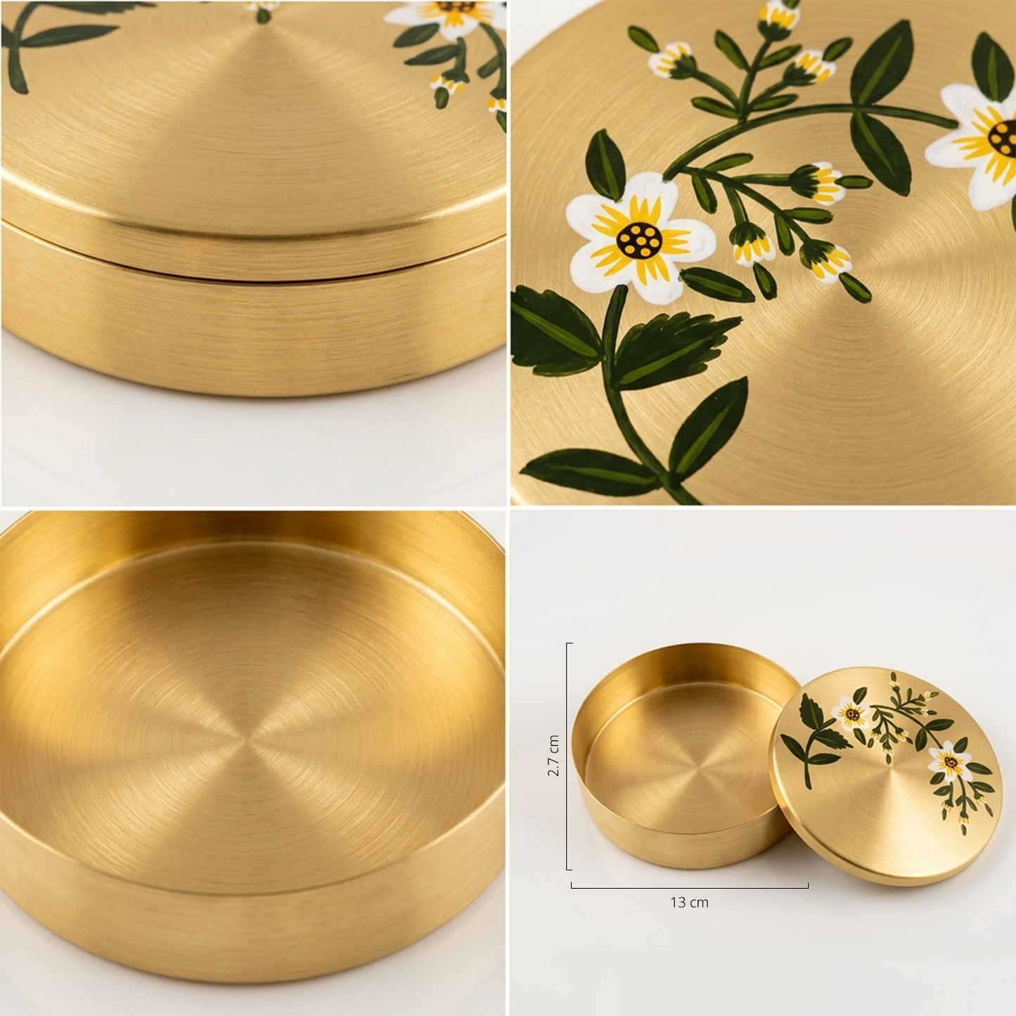 Elegant Brass Floral Handpainted Box Set – Pack of 2
