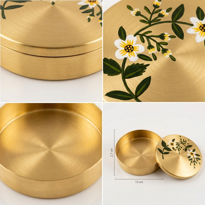 Elegant Brass Floral Handpainted Box Set – Pack of 2