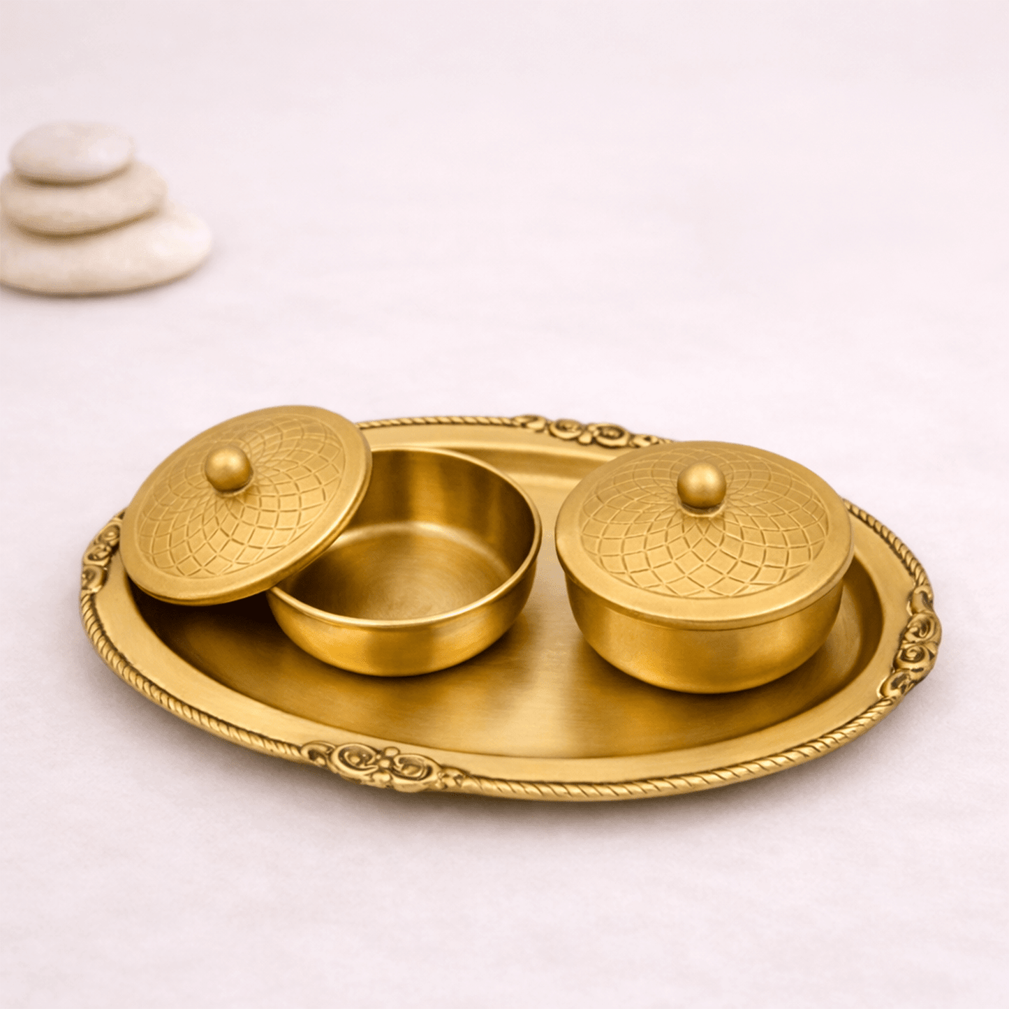 Heritage Brass Twin Bowl Tray - KaariTales