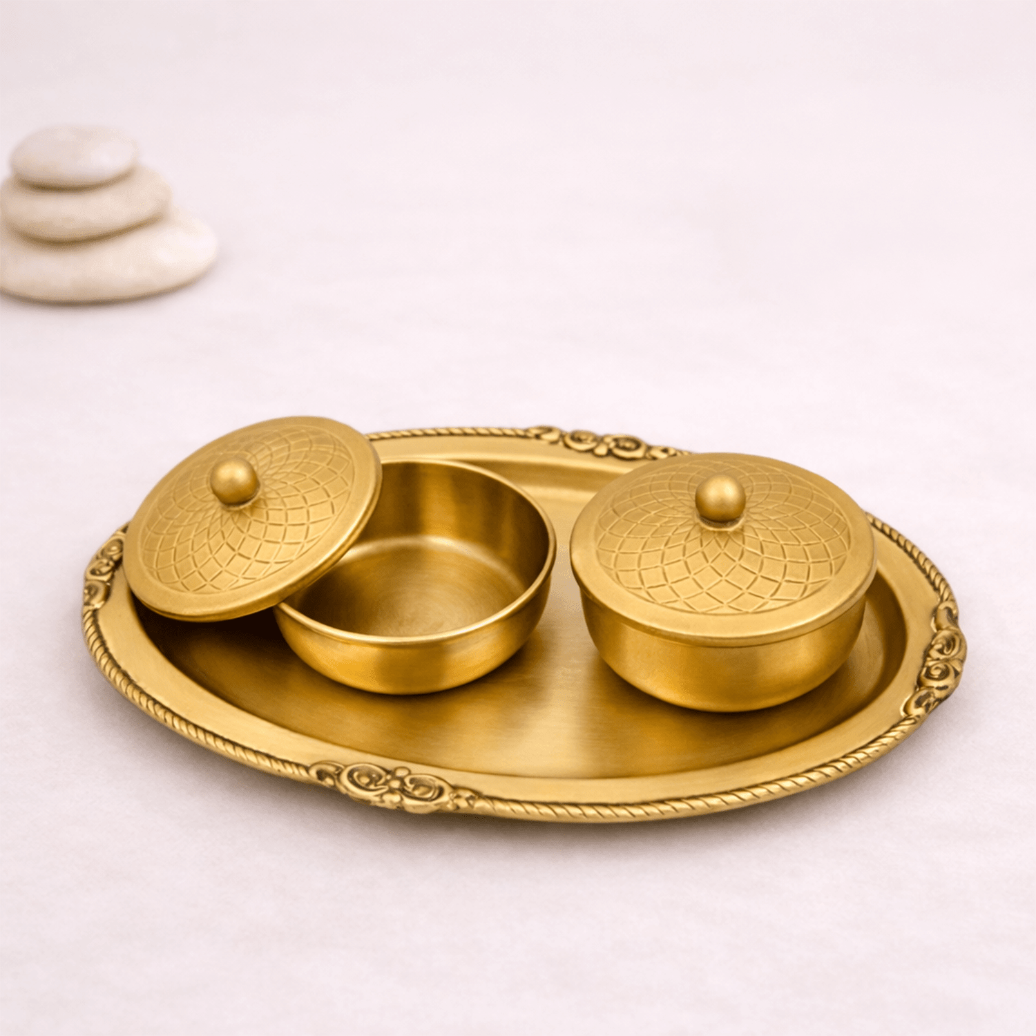 Heritage Brass Twin Bowl Tray - KaariTales