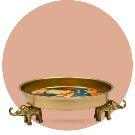 Kamadhenu Pichwai Art Elephant-Footed Urli