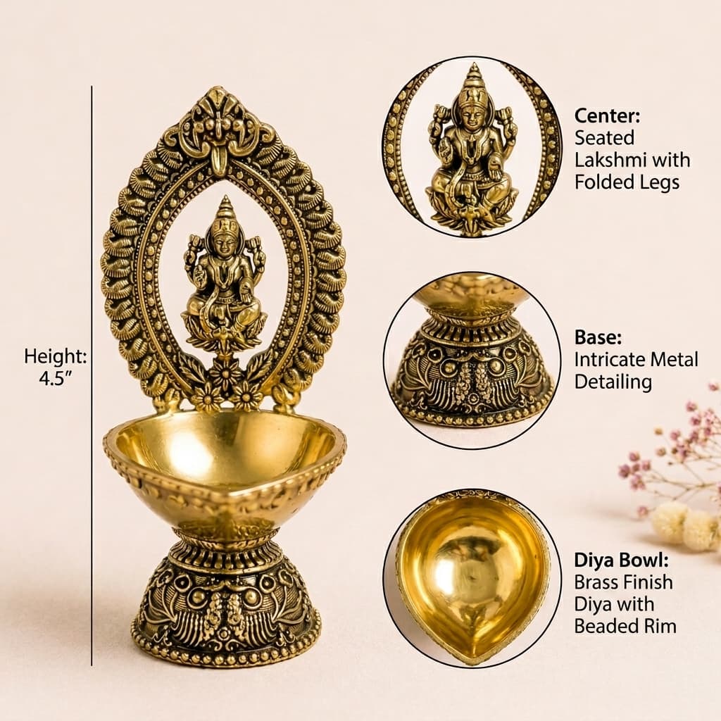 Divine Ganesha & Lakshmi Brass Diya Combo