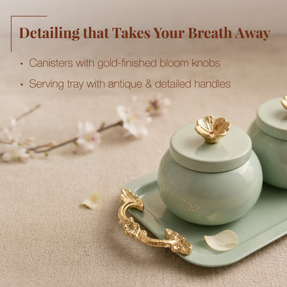 Mint Bloom Canister and Tray Duo