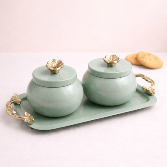 Mint Bloom Canister and Tray Duo - KaariTales