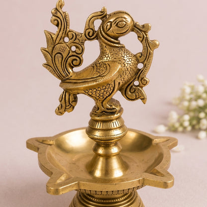 Peacock Grace Heritage Brass Diya