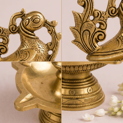 Peacock Grace Heritage Brass Diya