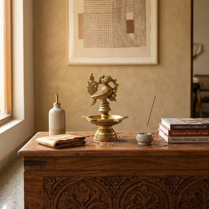 Peacock Grace Heritage Brass Diya