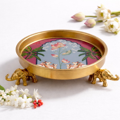 Pichwai Elephant Urli Rose set of 2