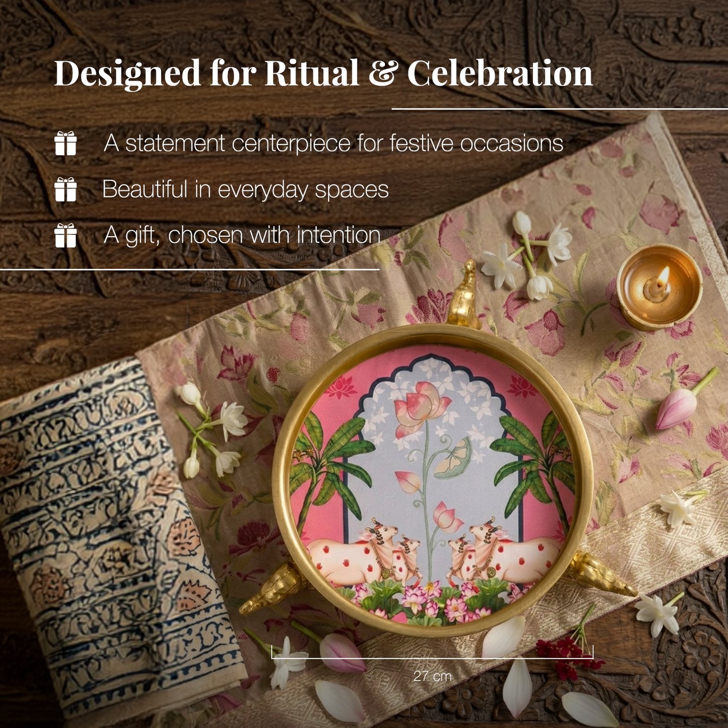 Pichwai Elephant Urli Rose set of 2
