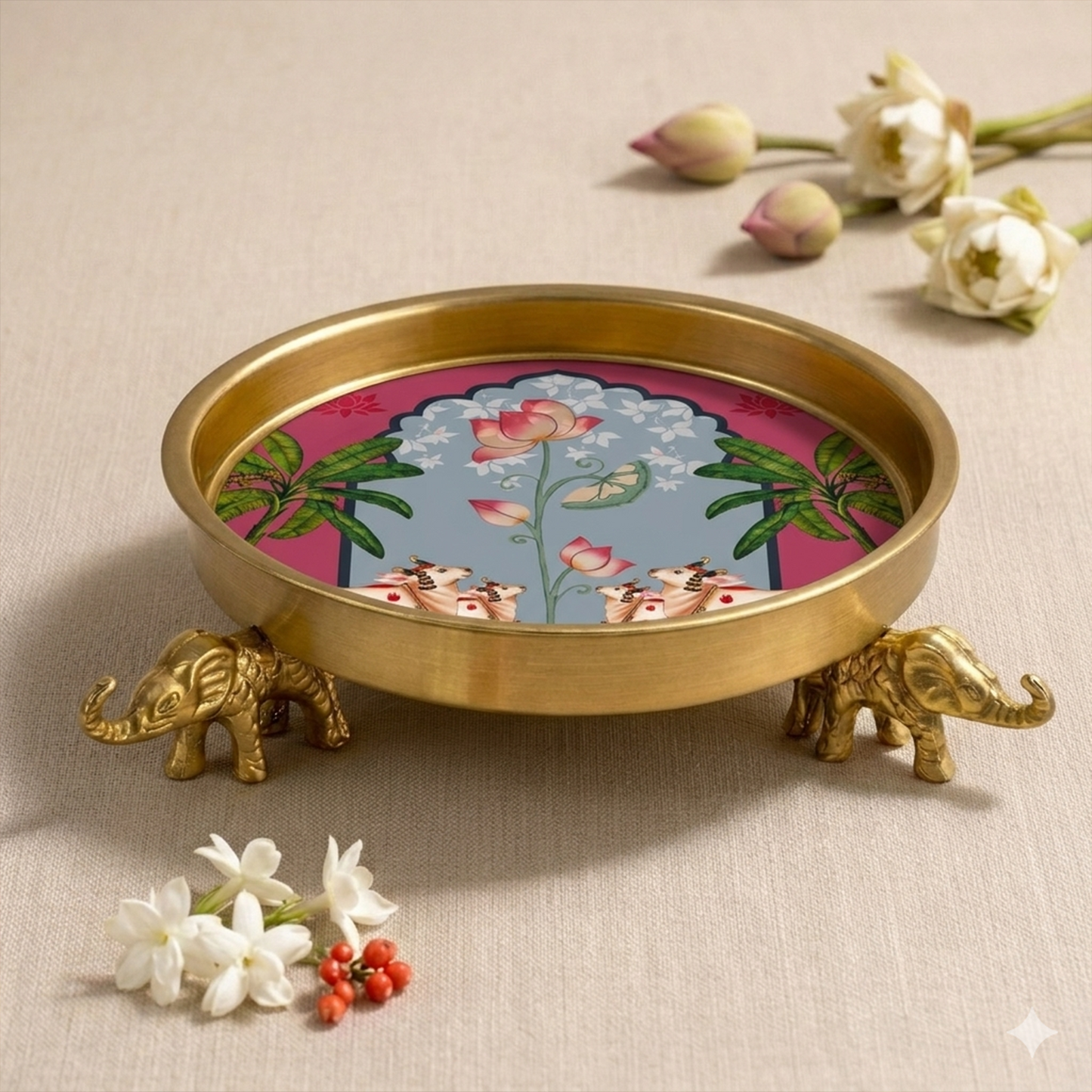 Pichwai Elephant Urli Rose set of 2