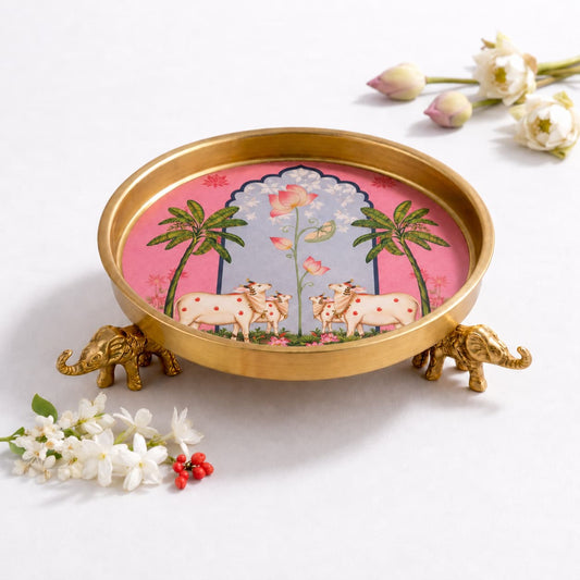 Pichwai Elephant Urli Rose