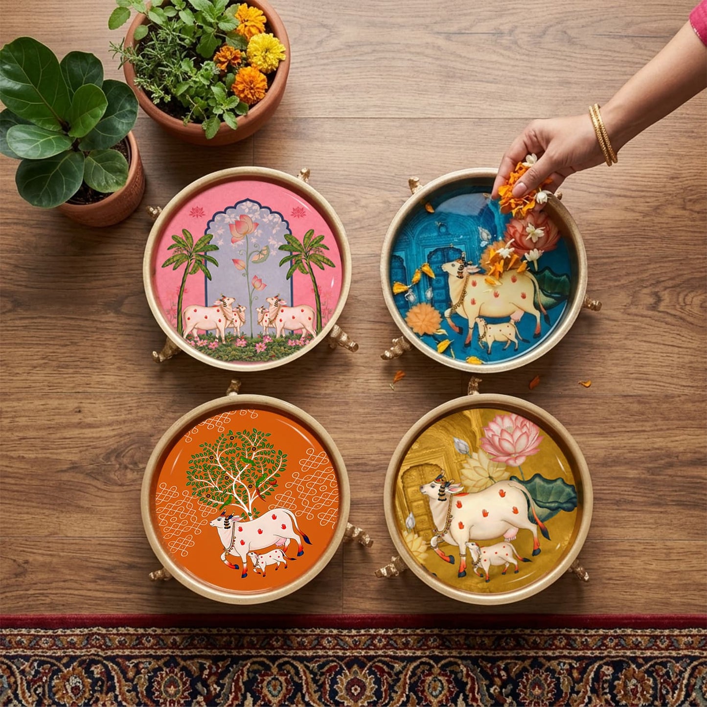 Kamadhenu Nature's Grace Decorative Urli Set of 4