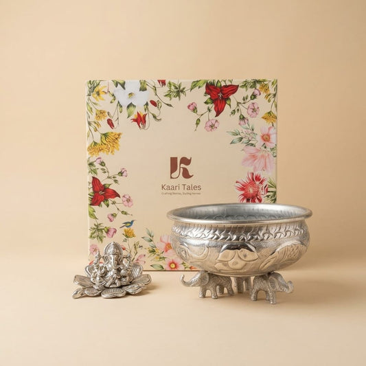 Regal Ganesh & Silver Urli Set