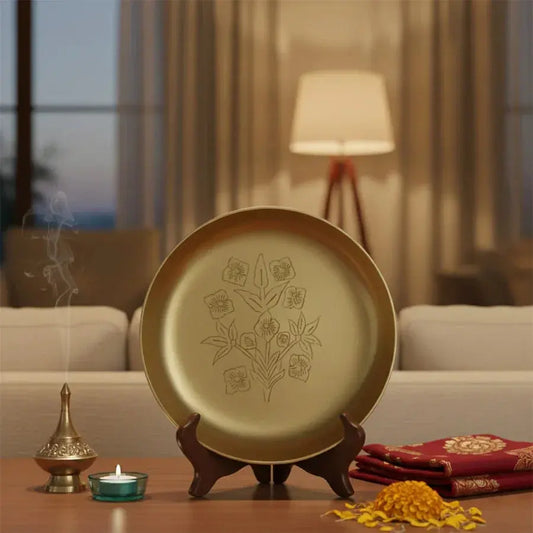 Hand-Engraved Brass Bloom Plate - KaariTales