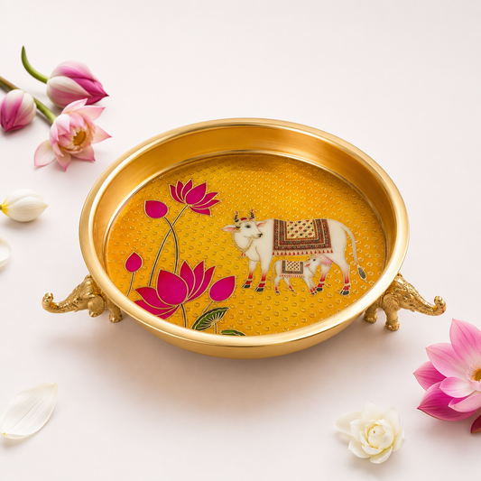 Kamadhenu Pichwai Decorative Metal Urli