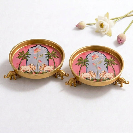 Pichwai Elephant Urli Rose set of 2